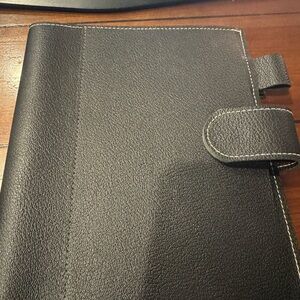 Black Leather Planner with Snap Closure designed by Yardsmith A5 book style